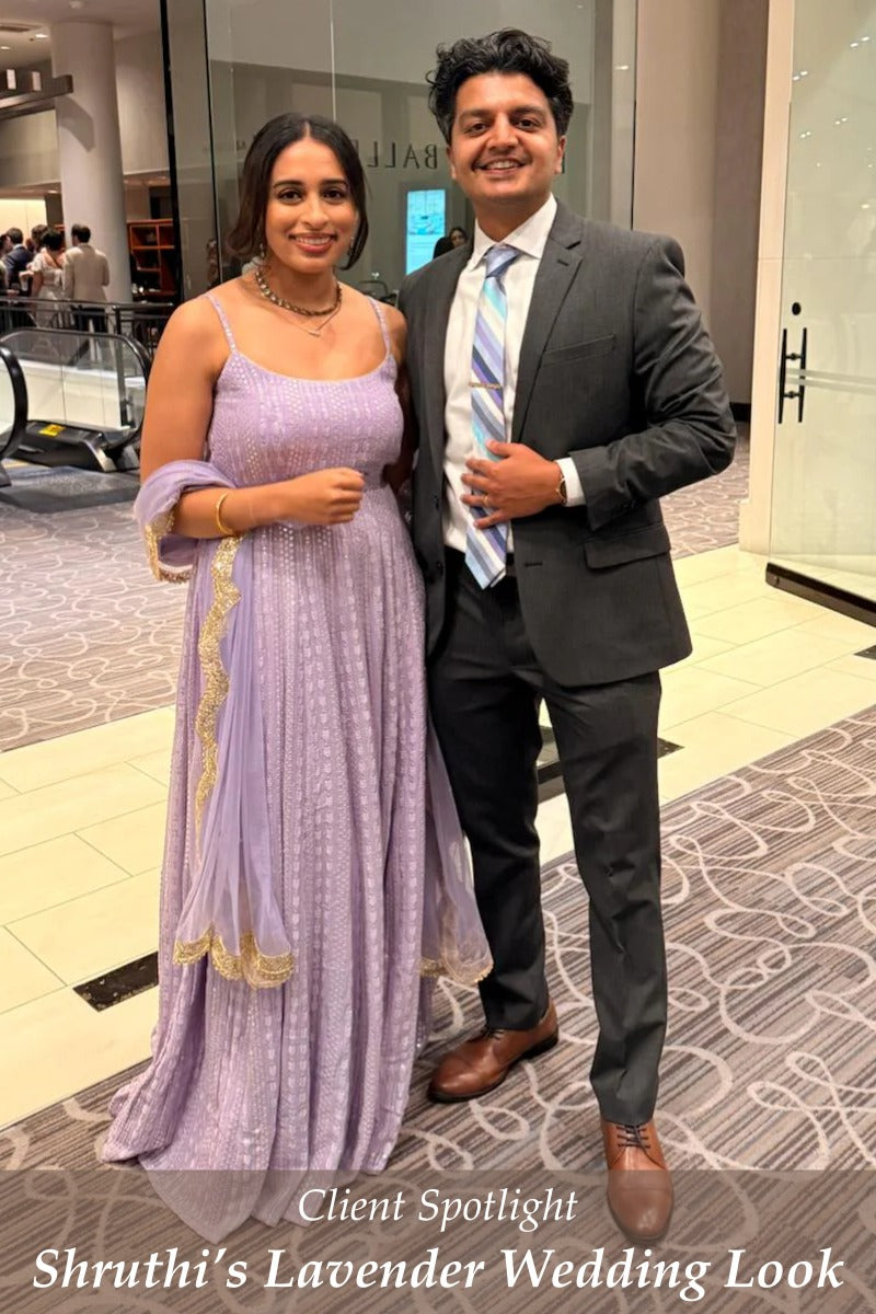 Shruti Maganti’s Elegant Lavender Anarkali Look at a Los Angeles Wedding Reception - Fabilicious Fashion