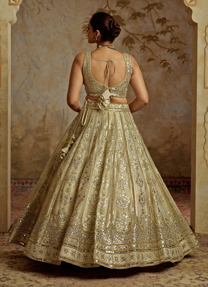 Ivory Mirror Embroidered Tissue Lehenga