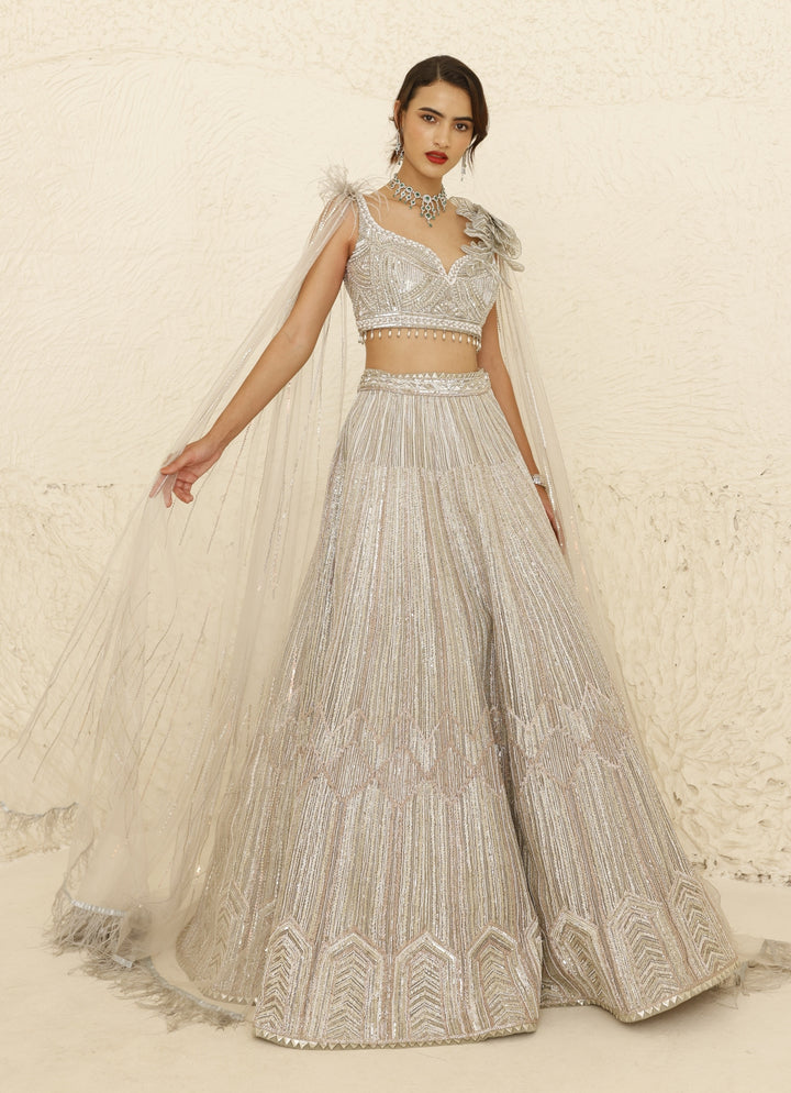 Ivory Bridal Embroidered Lehenga