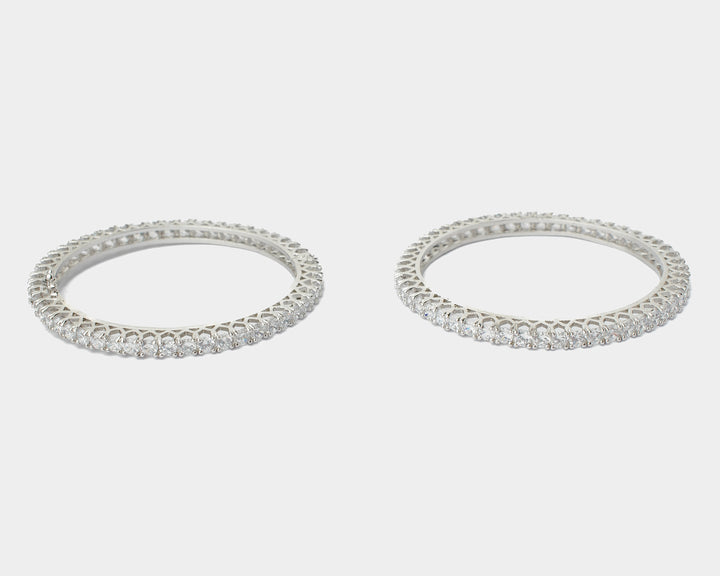Silver Plated White Zircon Gold Plated Bangles
