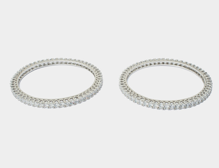 Silver Plated White Zircon Gold Plated Bangles