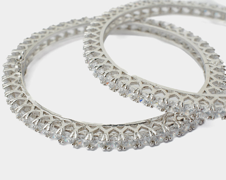 Silver Plated White Zircon Gold Plated Bangles