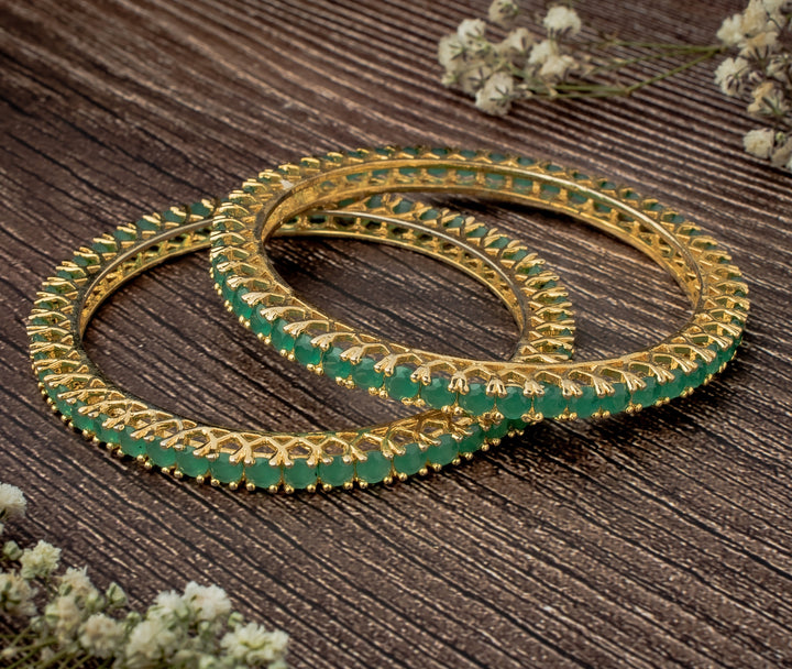 Green Zircon Gold Plated Bangles