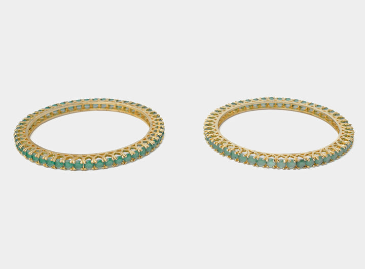 Green Zircon Gold Plated Bangles