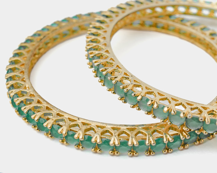 Green Zircon Gold Plated Bangles