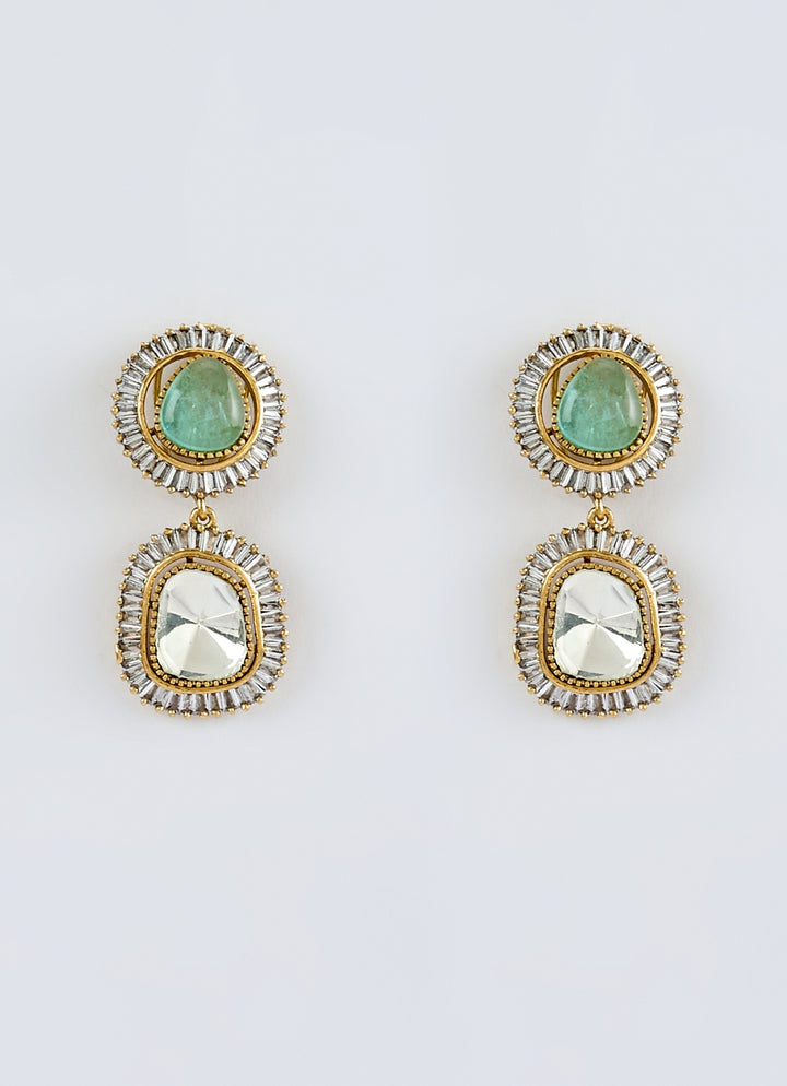 Silver Plated White Kundan Stone Earrings