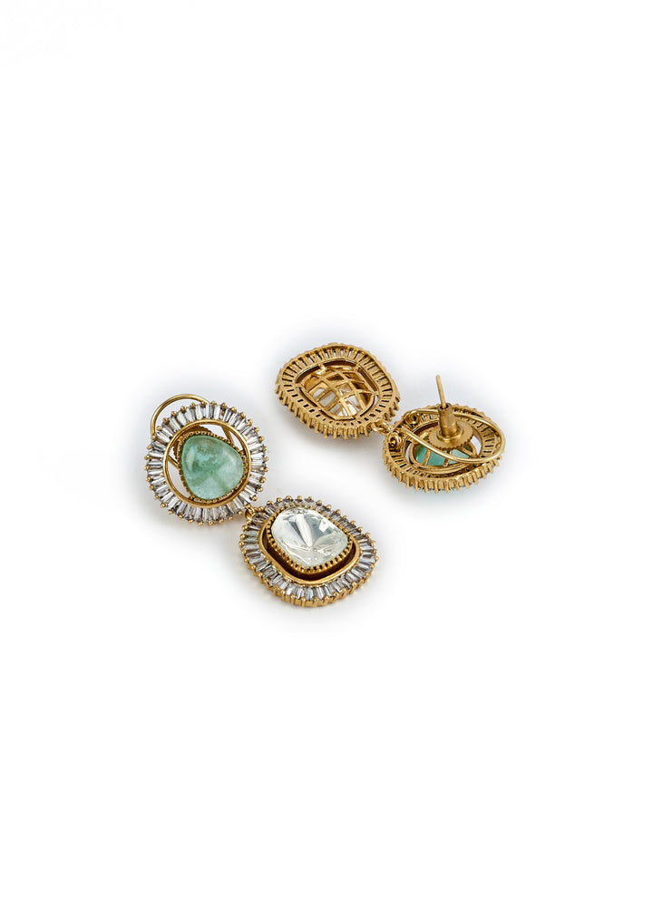 Silver Plated White Kundan Stone Earrings