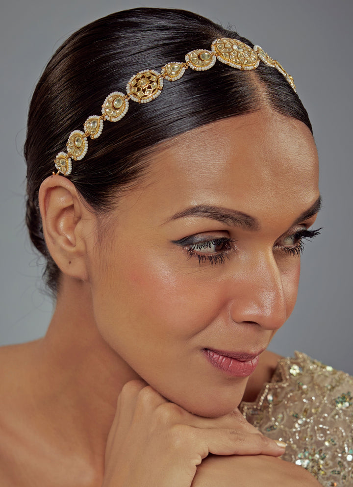 Gold Plated Kundan And Sequin Matha Patti