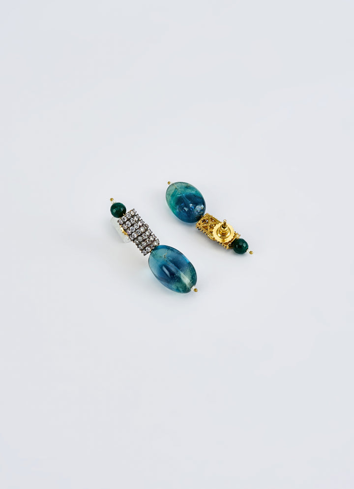 Blue Teardrop Necklace Set With Crystal