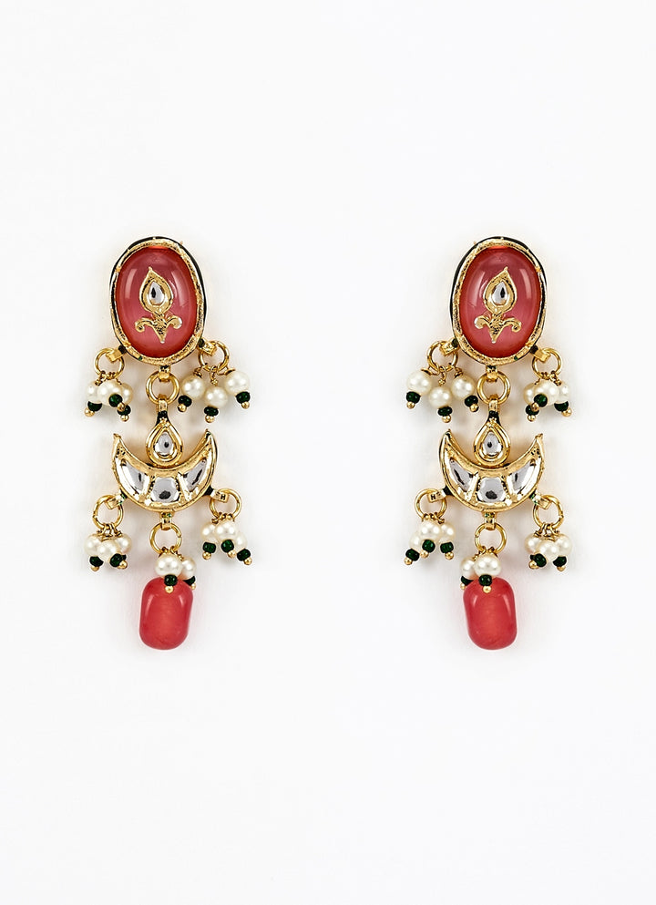 Gold Plated Pink Kundan Choker Necklace Set