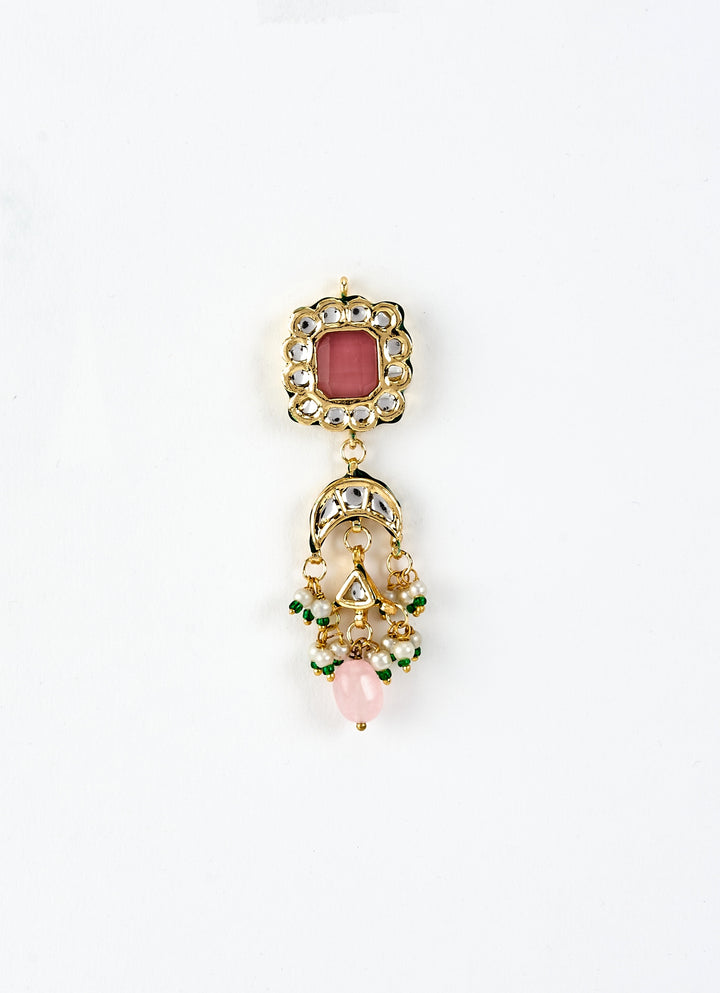 Gold Plated Pink Kundan And Polki Choker Set