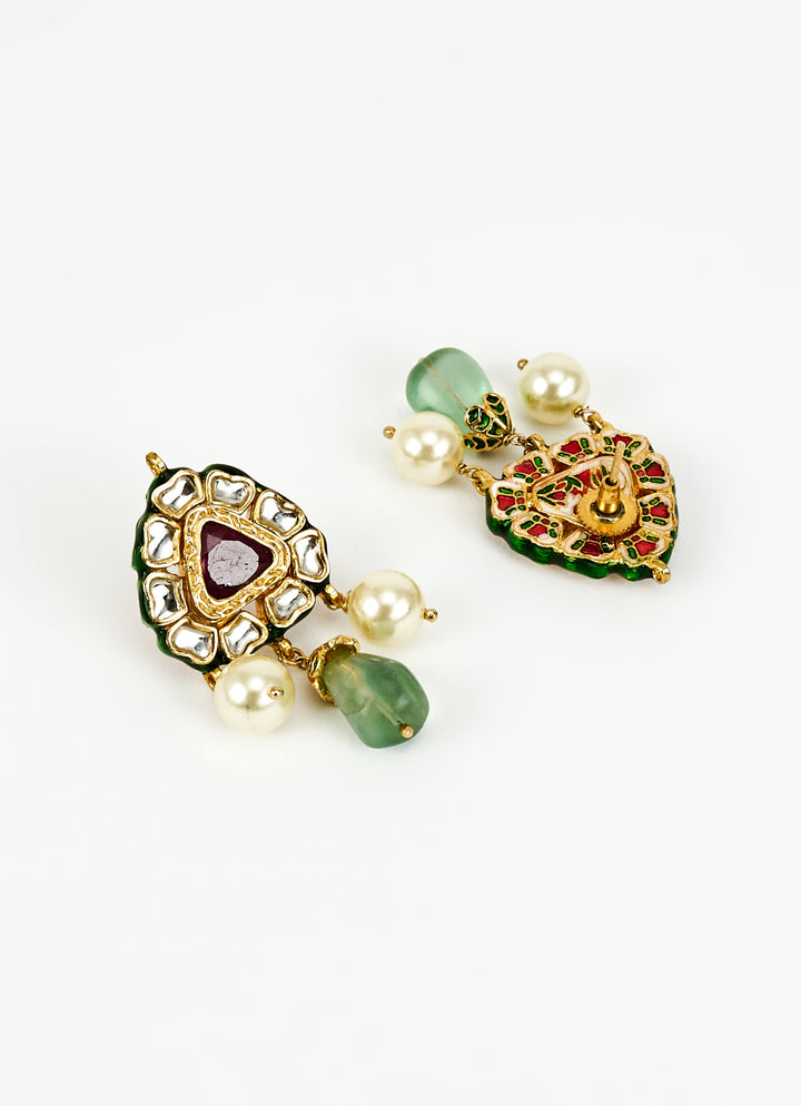 Gold Plated Multi Kundan Polki Choker Necklace Set