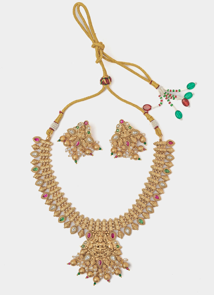 Gold Plated Short Pendant Necklace Set