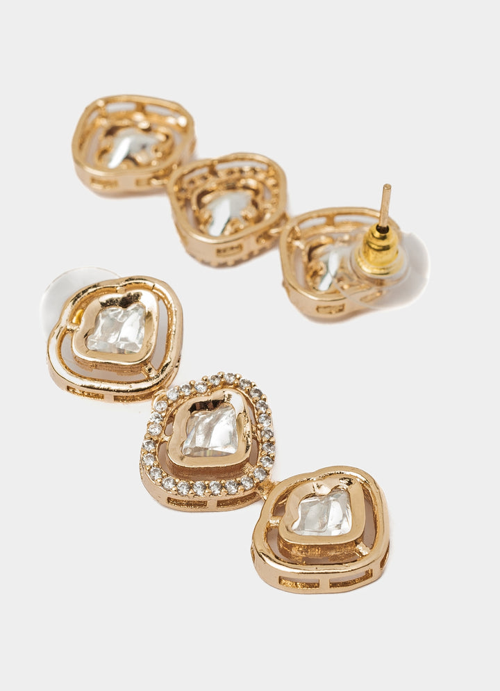 Gold Plated White Diamond Short Necklace Set