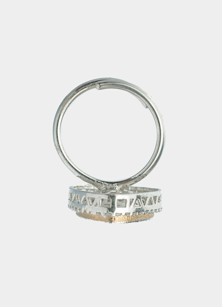 Silver Plated White Pear Shaped Zircon Ring