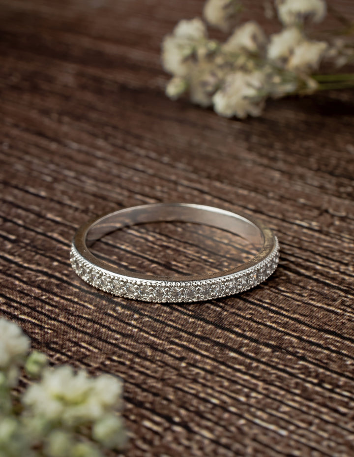 Silver Plated White Zircon Ring