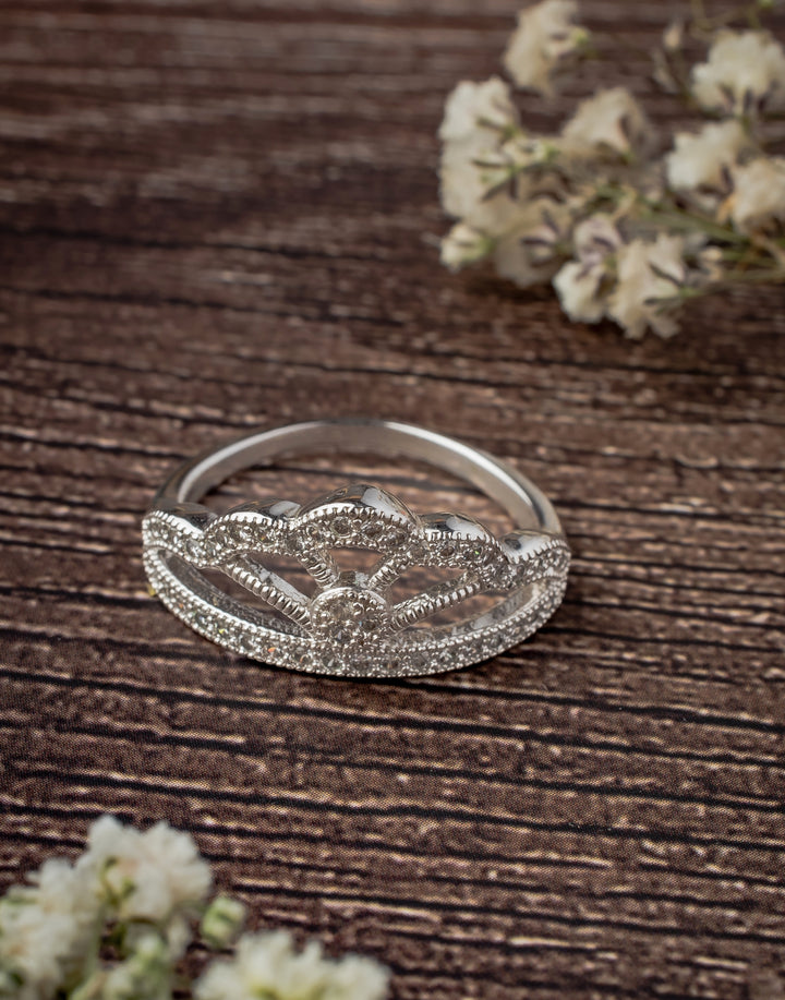 Silver Plated White Tiara Zircon Ring