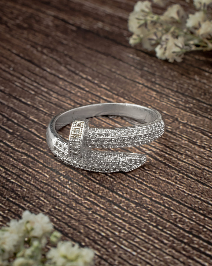 Silver Plated Wrap Around Zircon Ring