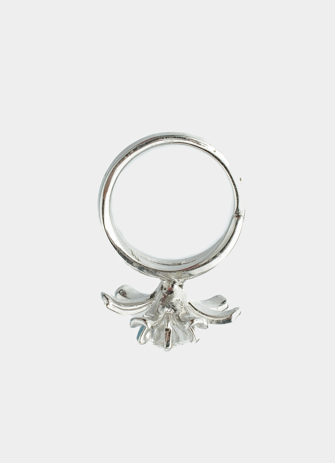 Silver Plated Floral White Zircon Ring