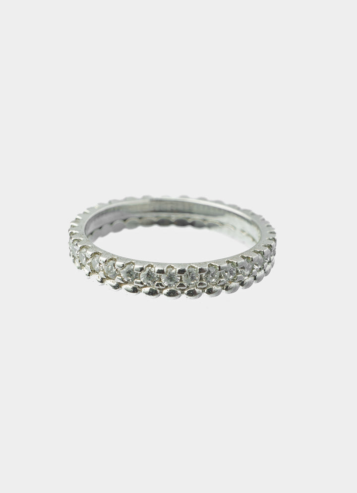 Silver Plated White Band Zircon Ring