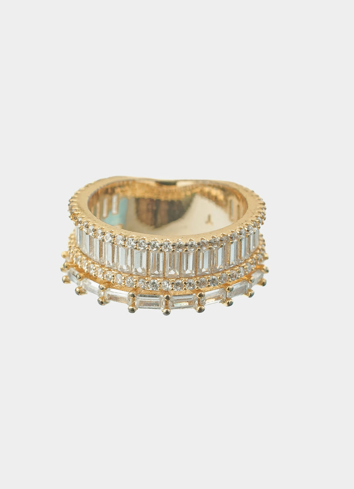 Gold Plated White Round Cut Zircon Ring