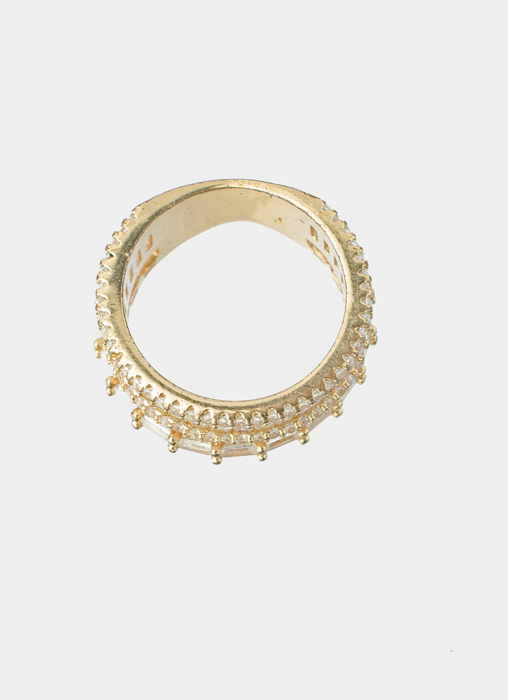Gold Plated White Round Cut Zircon Ring