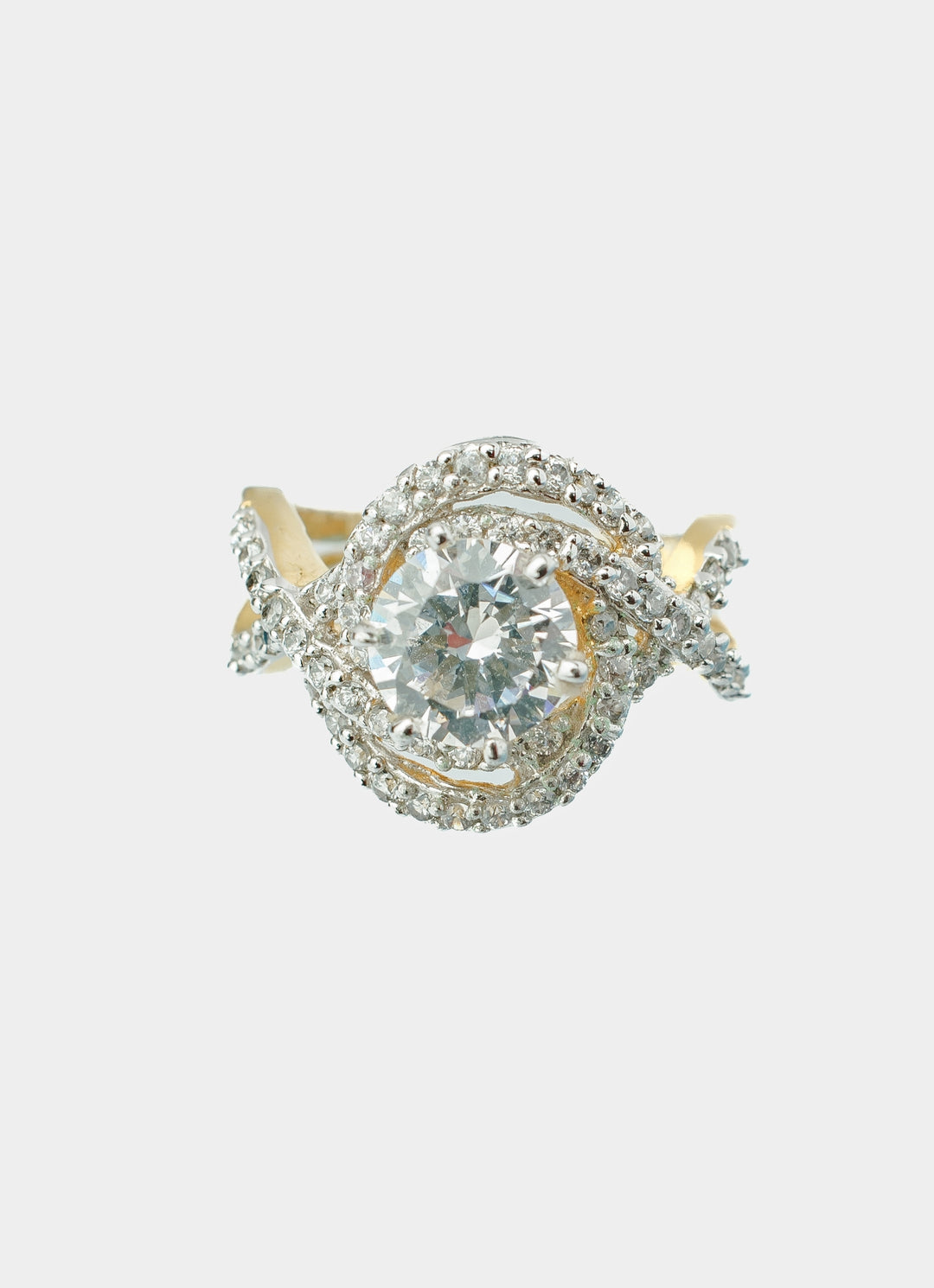 Silver Plated White Zircon Swirl Design Ring