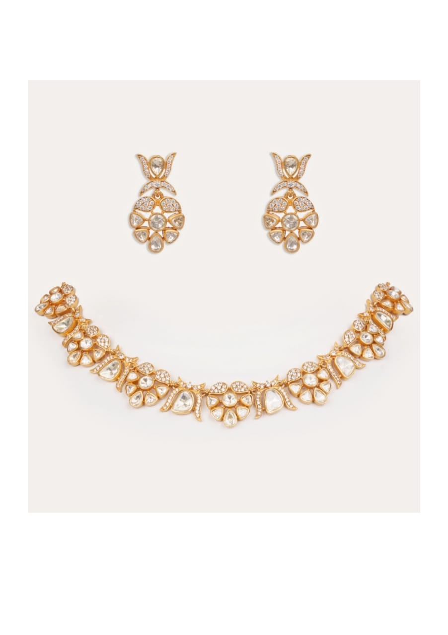 Gold Moissanite Stone Gold Necklace Set