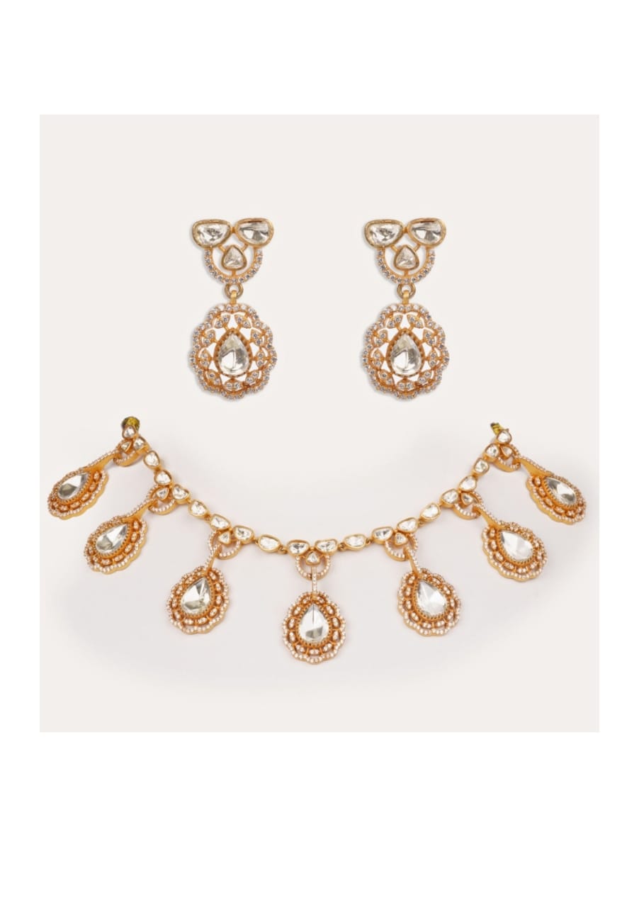 Moissanite Stone Gold Necklace Set