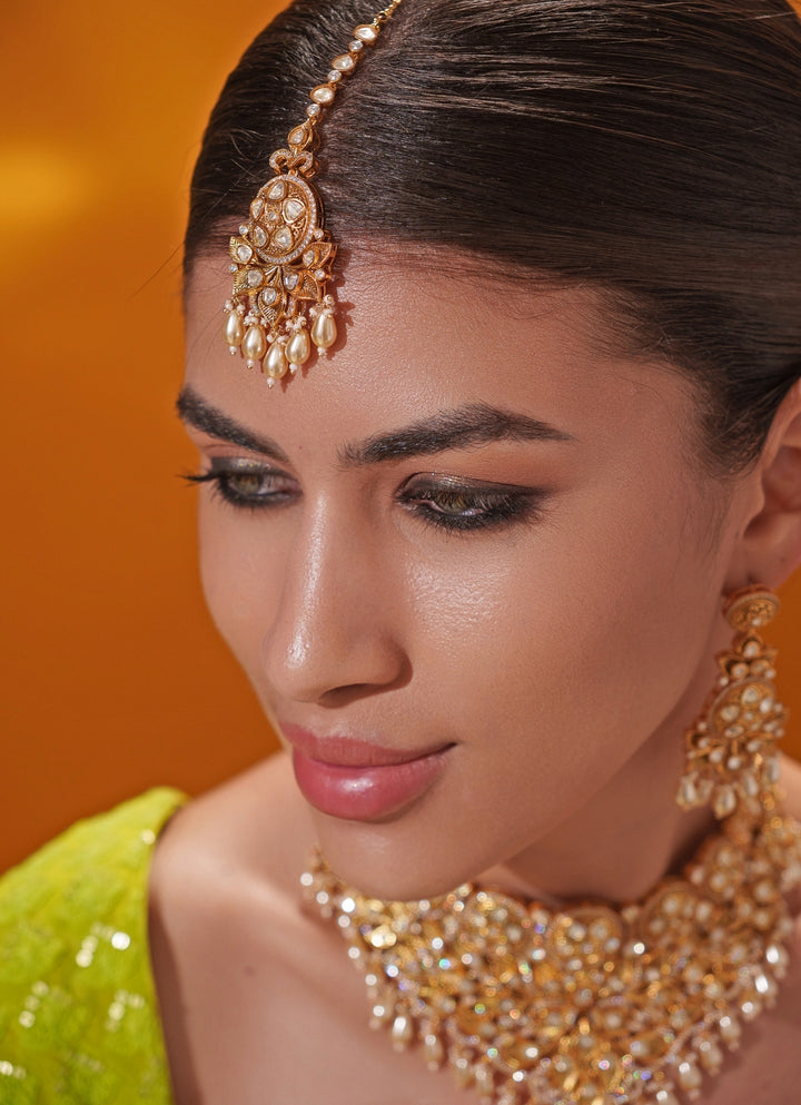 Polki Embellished Bridal Gold Necklace Set