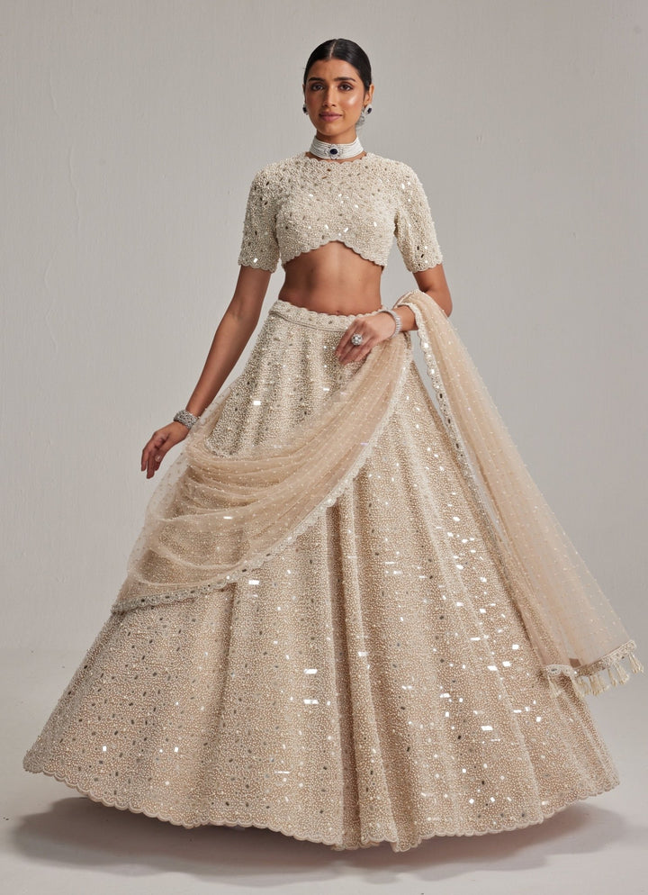 Beige Gold Classic Bridal Lehenga Set Vvani by Vani Vats - Fabilicious Fashion