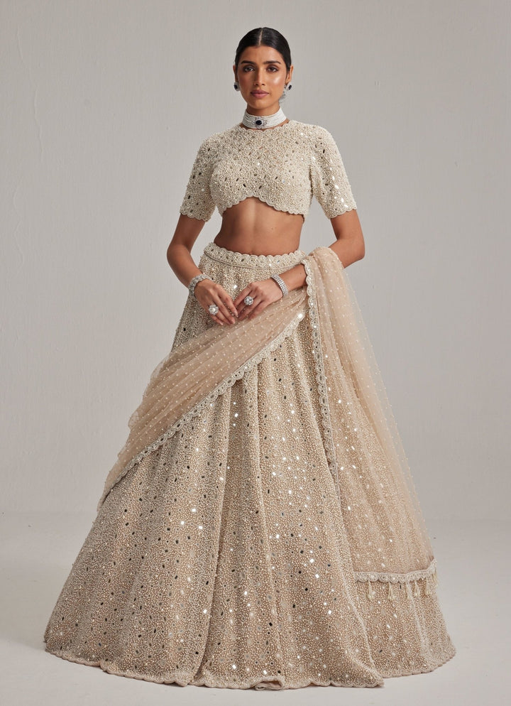 Beige Gold Classic Bridal Lehenga Set Vvani by Vani Vats - Fabilicious Fashion