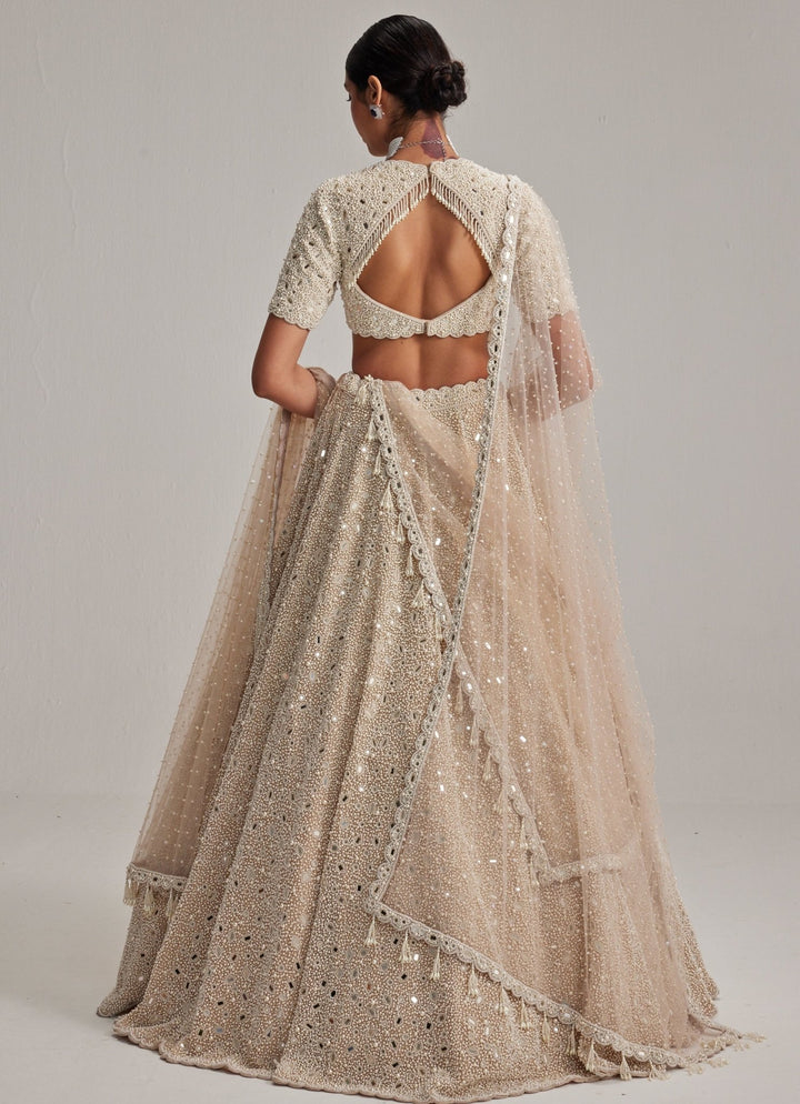 Beige Gold Classic Bridal Lehenga With Double Dupatta Vvani by Vani Vats - Fabilicious Fashion