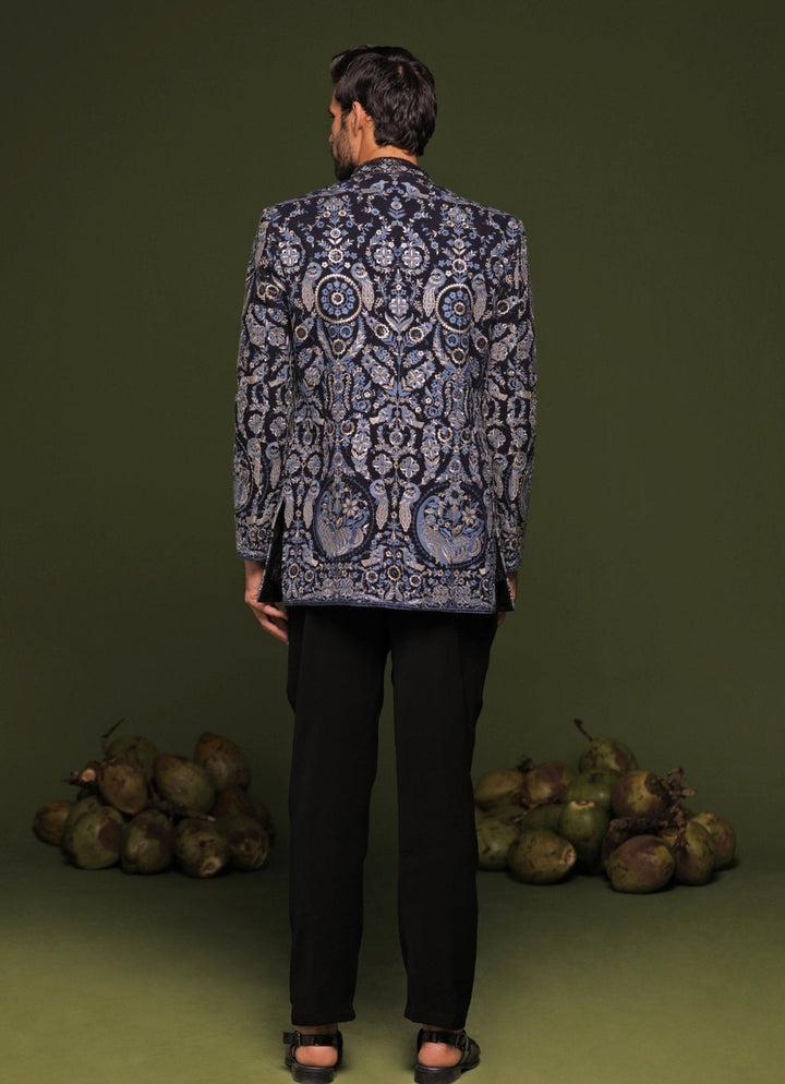 Black And Multicolor Embroidered Jodhpuri Jacket Set Kalpraag - Fabilicious Fashion