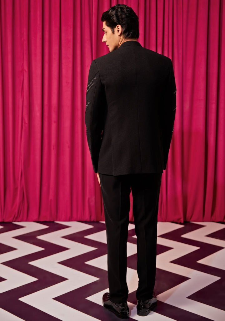 Black Bandhgala Set Contrast by Parth - Fabilicious Fashion