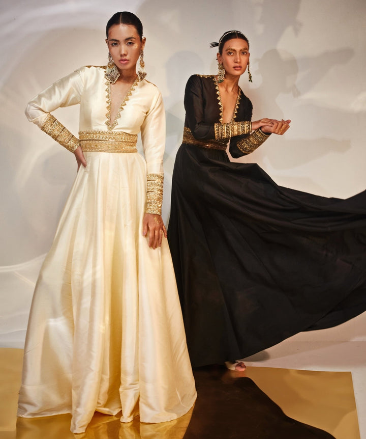 Black Embroidered Anarkali Gown Akara - Fabilicious Fashion