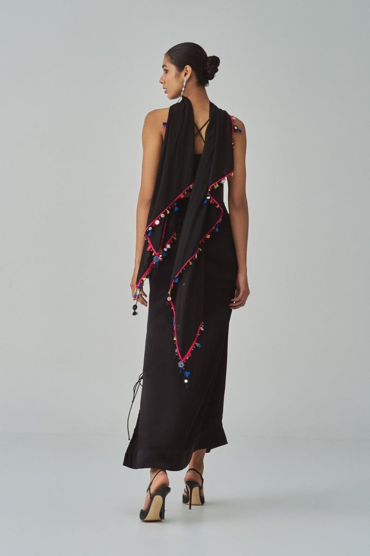 Black Embroidered Cape Set Saaksha & Kinni - Fabilicious Fashion