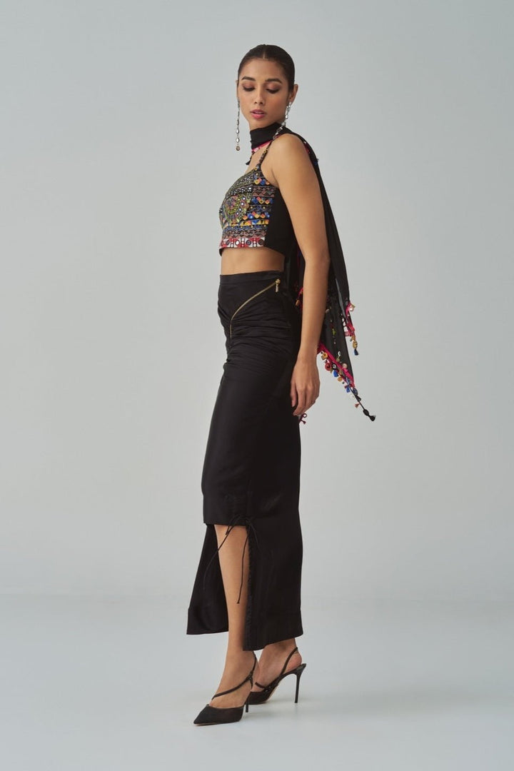 Black Embroidered Cape Set Saaksha & Kinni - Fabilicious Fashion