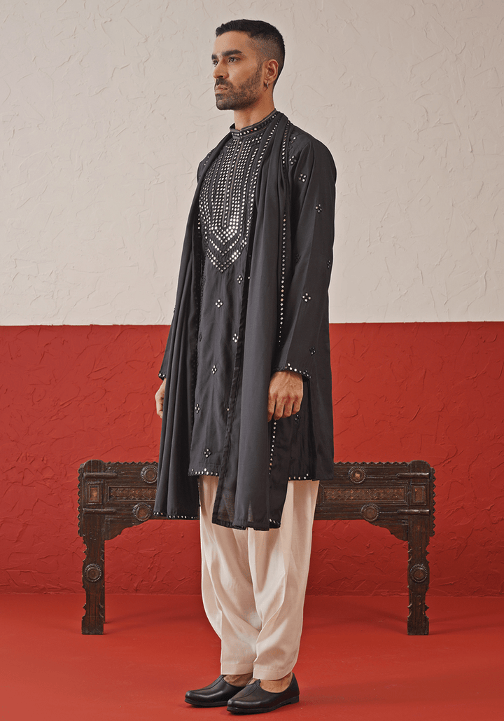 Black Mirror Work Kurta Kalpraag - Fabilicious Fashion
