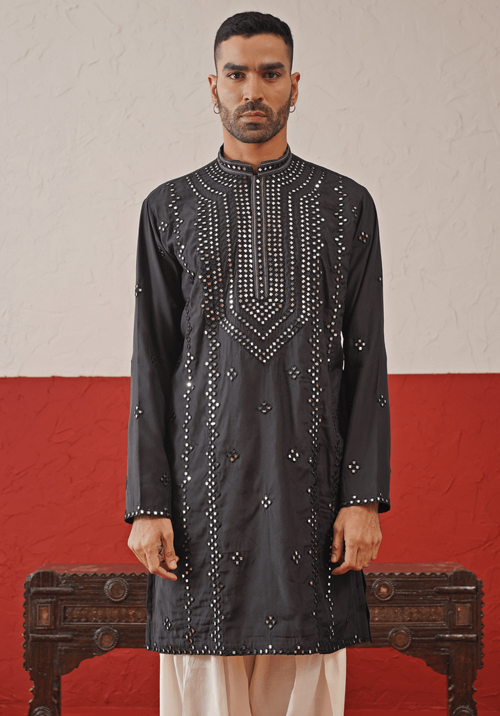 Black Mirror Work Kurta Kalpraag - Fabilicious Fashion