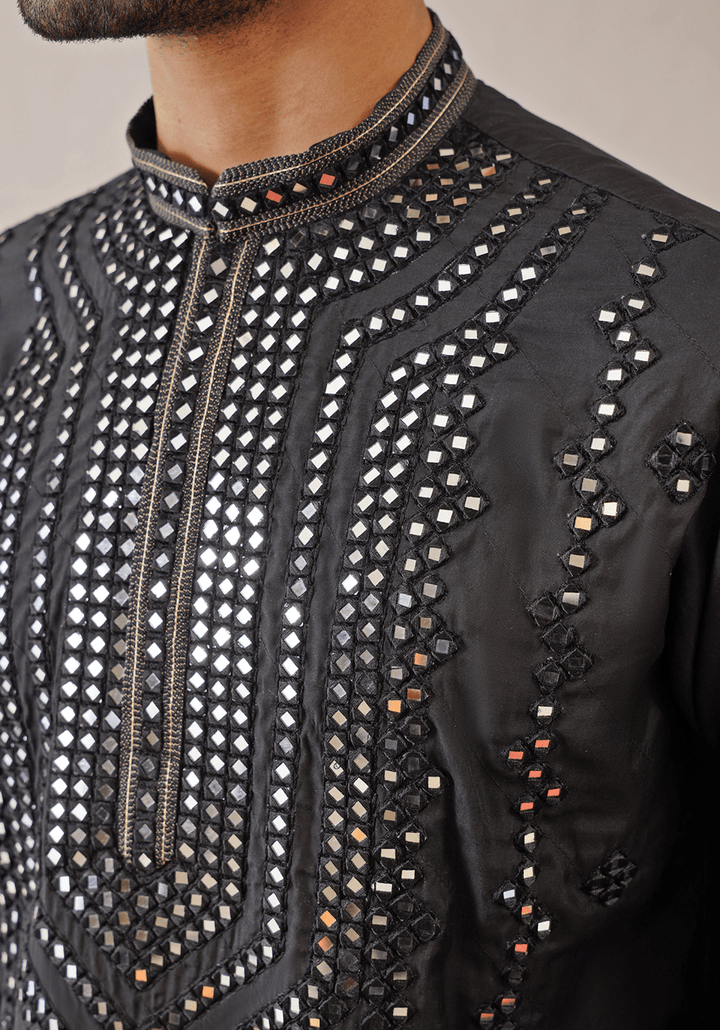 Black Mirror Work Kurta Kalpraag - Fabilicious Fashion
