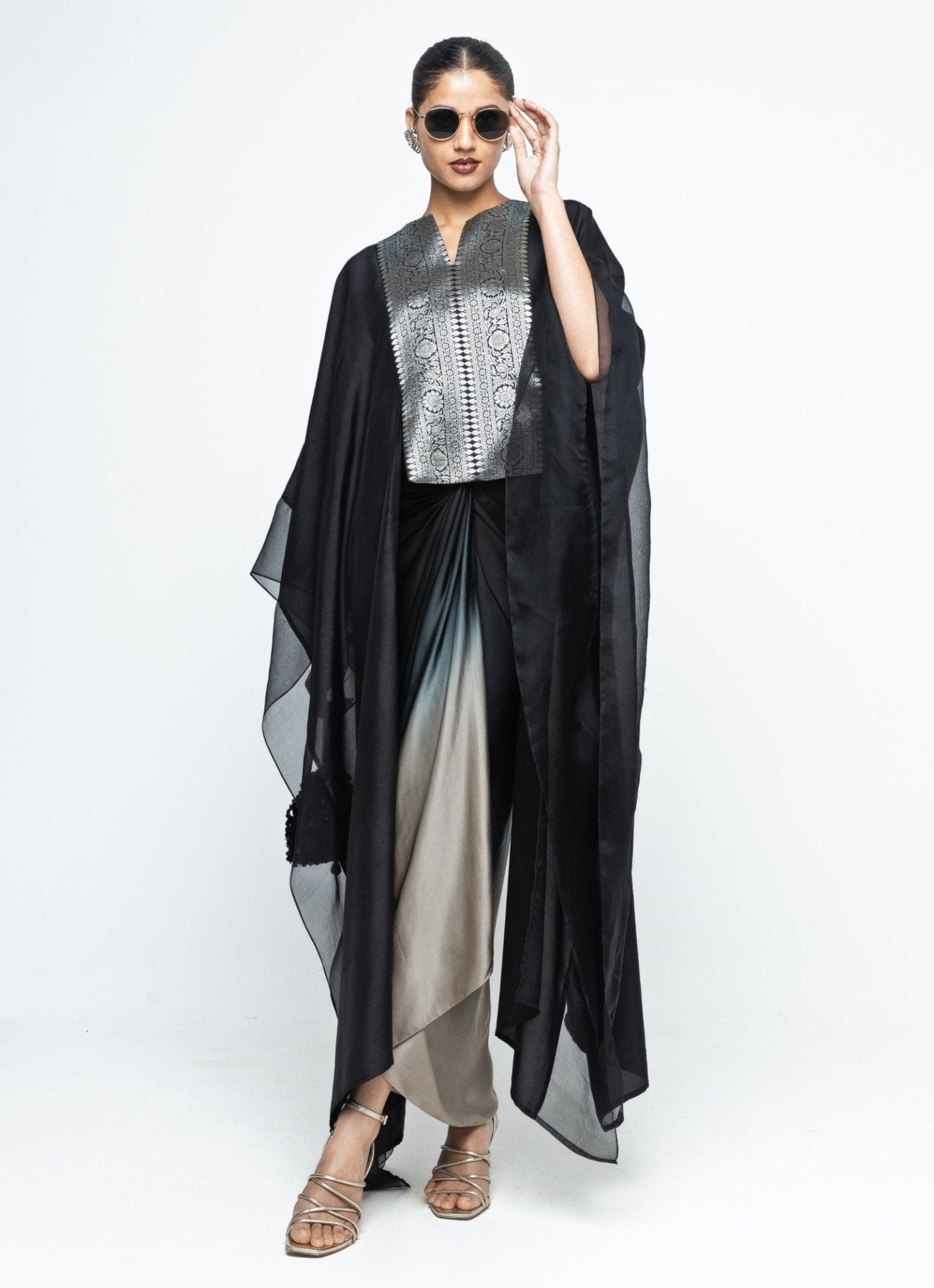 asymmetrical black tie dress Sobariko — Ombre With Brocade Silk Cape – Fabilicious Fashion day dress Deli A-line Halter Neck Color:Dust Pink Dont see your size