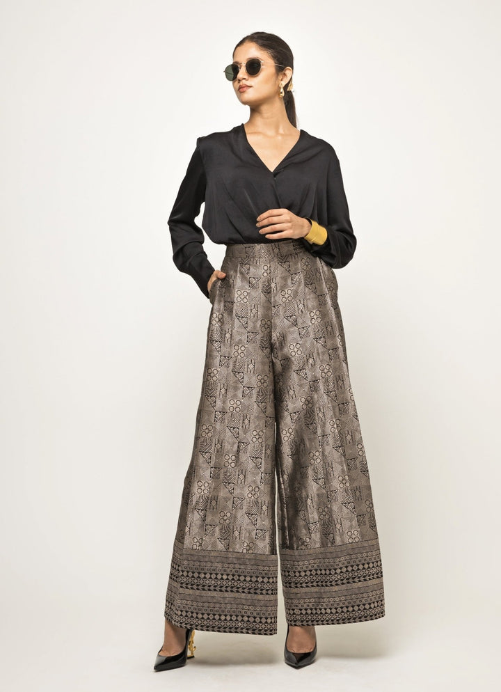 Black Wrap - Style Shirt And Jaal Weave Brocade Pant Set Sobariko - Fabilicious Fashion
