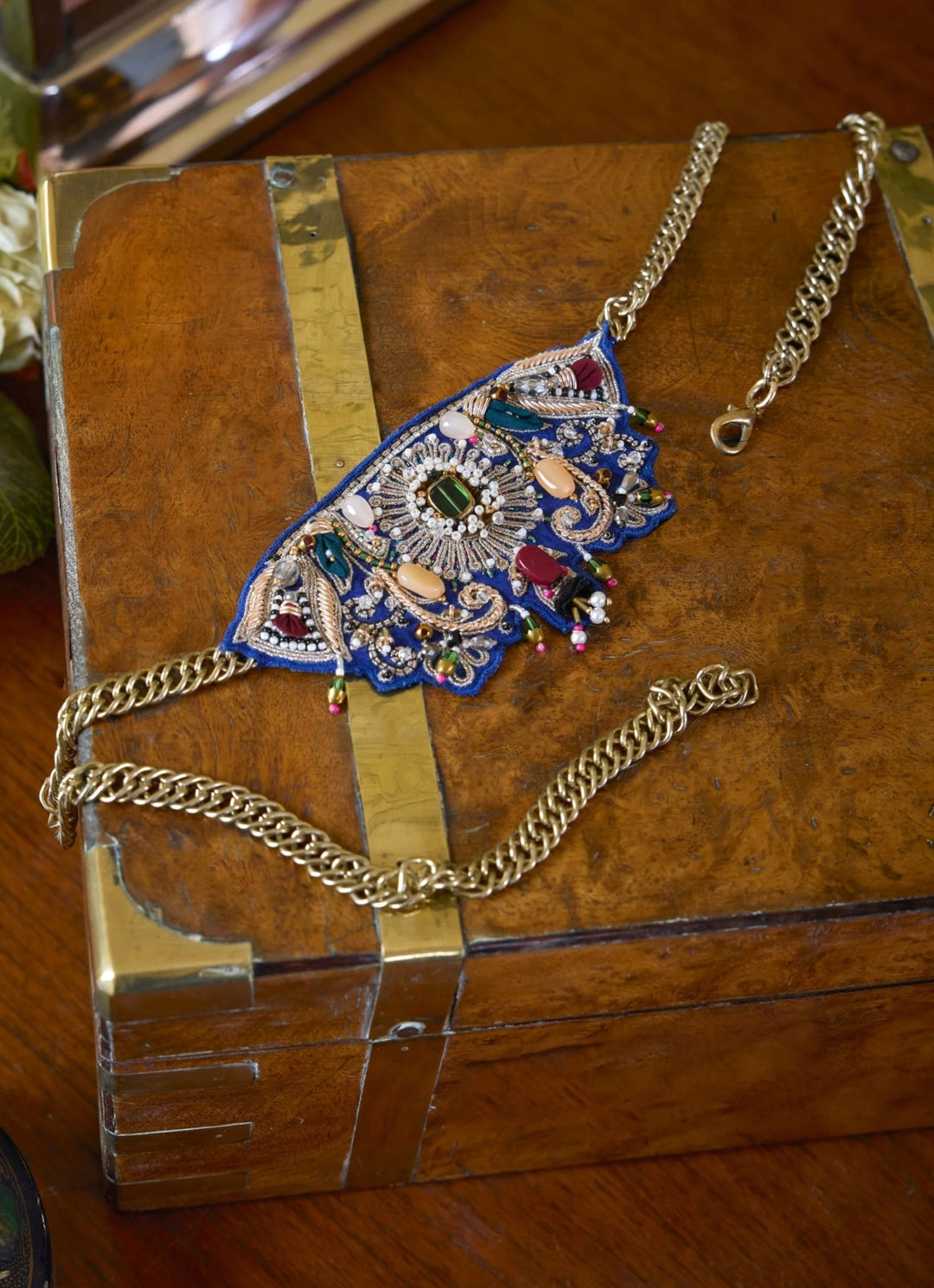 Blue Embroidered And Jewel Encrusted Belt Isha Gupta Tayal - Fabilicious Fashion