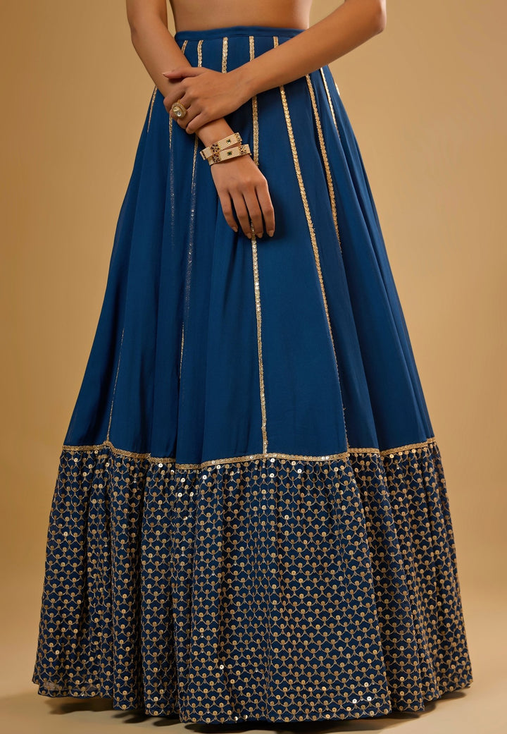 Blue Embroidered Georgette Lehenga Set Renee Label - Fabilicious Fashion