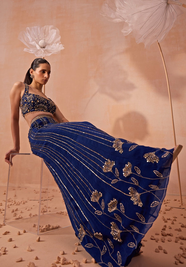 Blue Embroidered Pant Set Parul Gandhi - Fabilicious Fashion