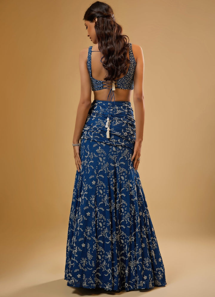 Blue Georgette Mermaid Lehenga Set Renee Label - Fabilicious Fashion