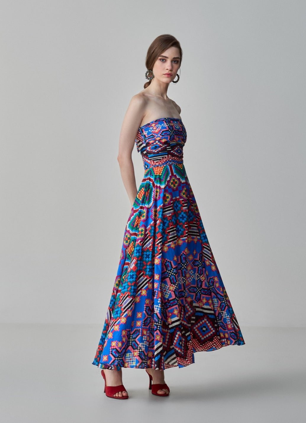 Saaksha & Kinni  Blue Ikat Print Dress  Fabilicious Fashion
