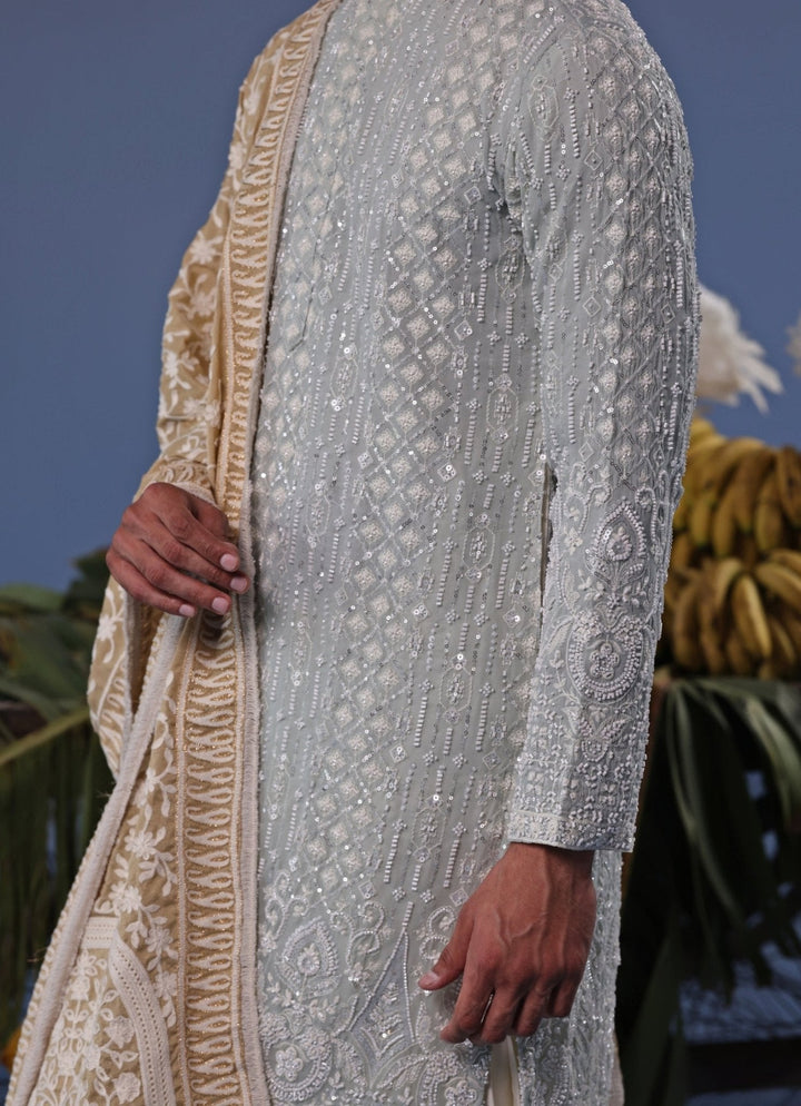 Blue Thread Embroidered Kurta Patiala Pant Set Kalpraag - Fabilicious Fashion