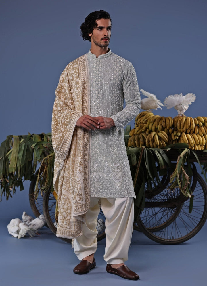 Blue Thread Embroidered Kurta Patiala Pant Set Kalpraag - Fabilicious Fashion